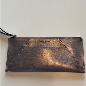 Henri Bendel pewter metallic leather wristlet